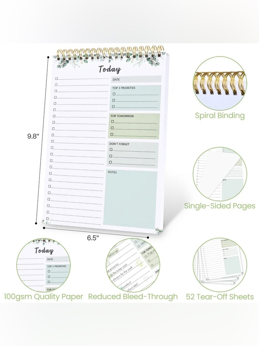 Undated Daily To Do List Notepad, Time Management Goal Planner Notebook